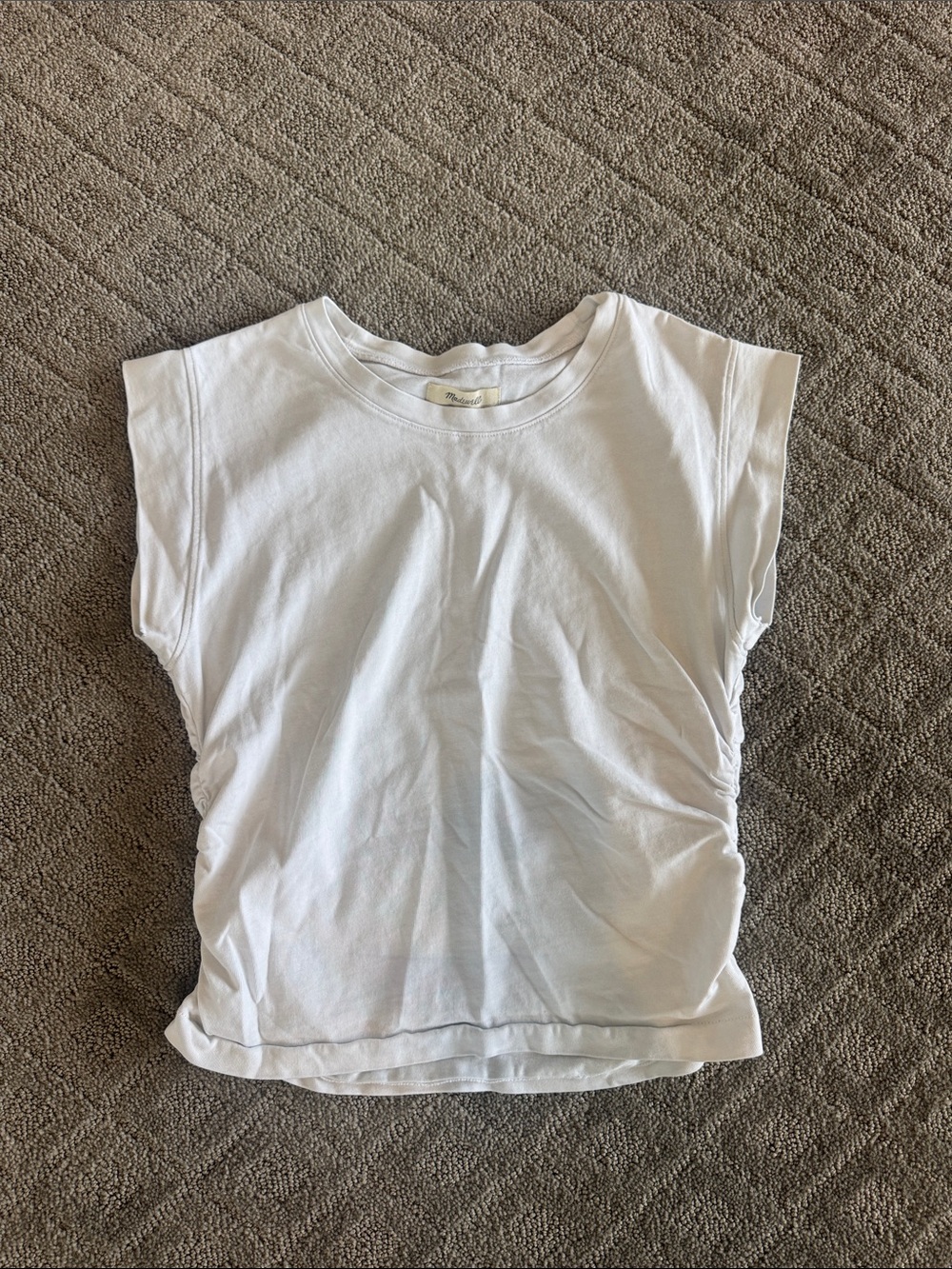 Madewell White Sleeveless Tank with Subtle Side Ruching